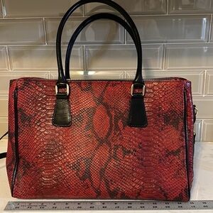 Borse in Pelle Italy Red Snake Print Handbag